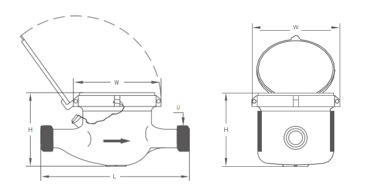 40mm impulse output brass dry dial mulitjet water meter